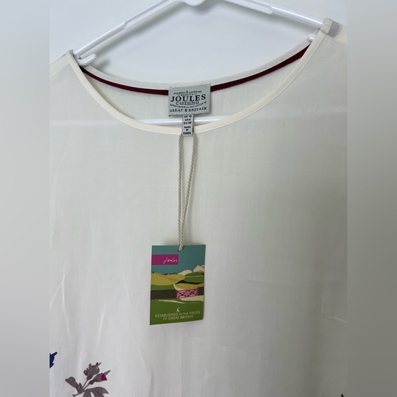 NWT Joules: White Floral Floaty Lightweight Oversized Top: Size US 6 - Picture 6 of 8